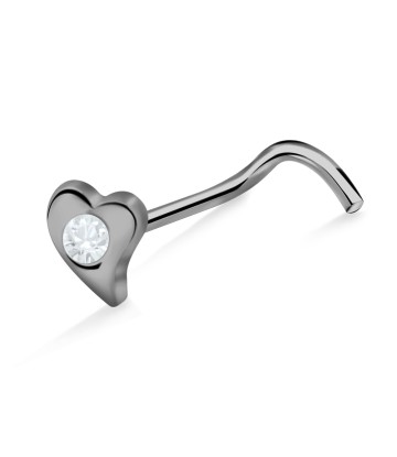 Stone Heart Shaped S316L Curved Nose Stud SSNSKB-200